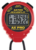AX725 - AX PRO Memory Series Professional Stopwatches – 16 Memory Dual Split Stopwatch in Red Case